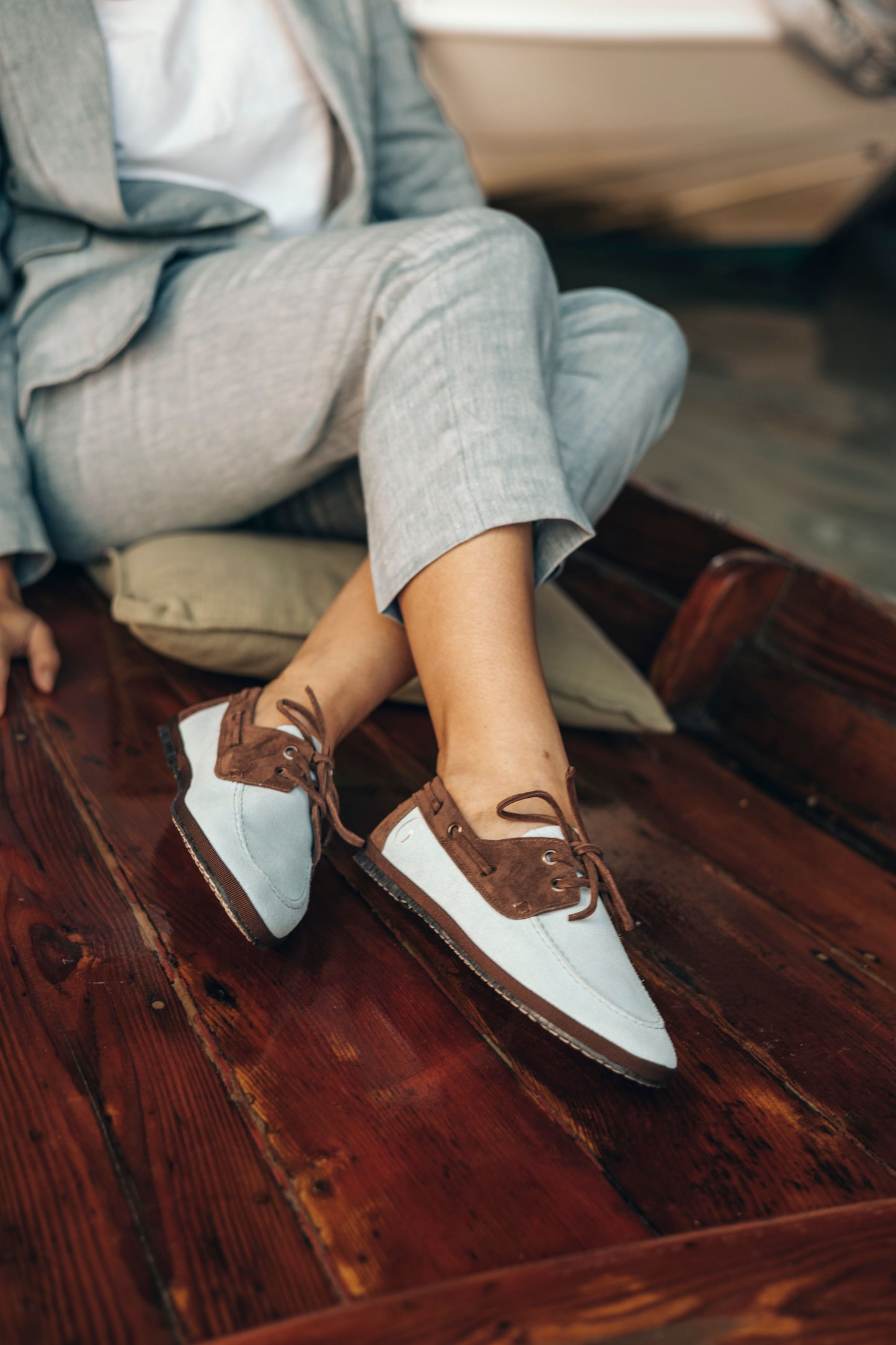 Clouds blue and coconut brown By Gondolina Shoes