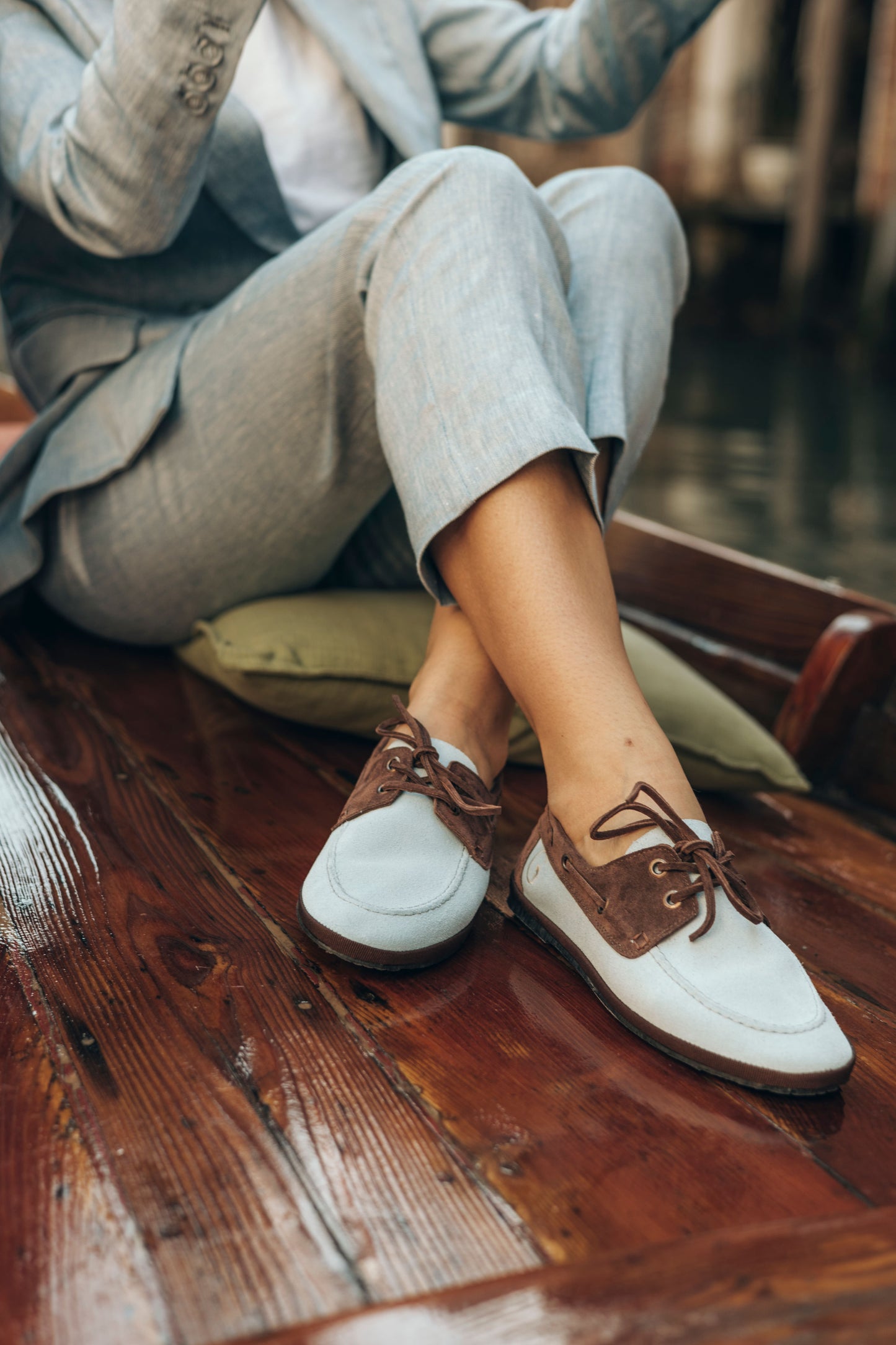 Clouds blue and coconut brown By Gondolina Shoes