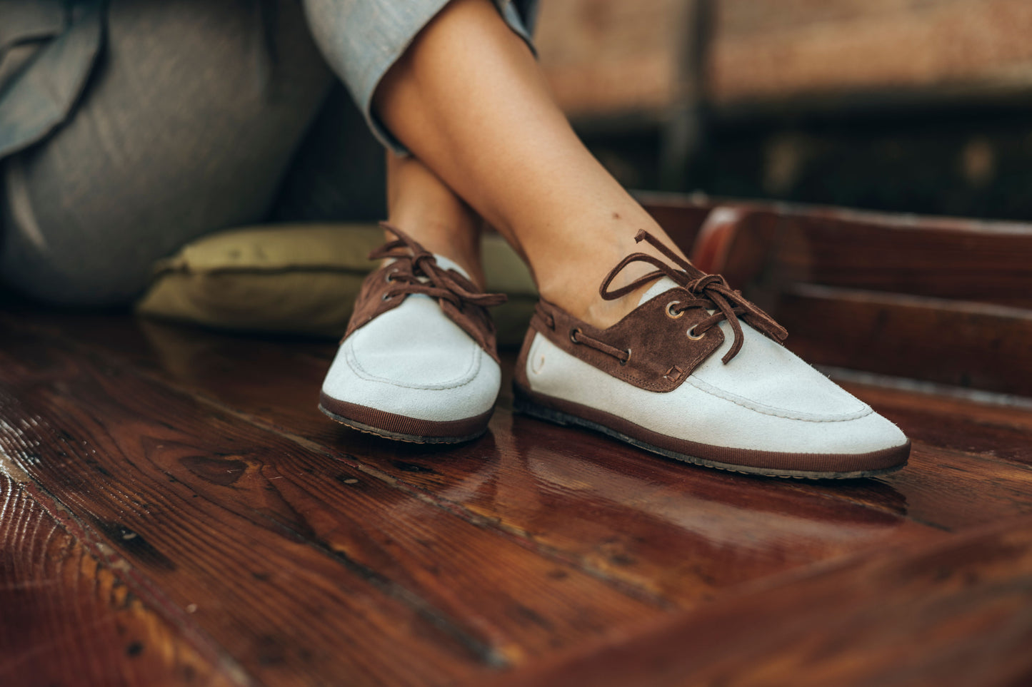 Clouds blue and coconut brown By Gondolina Shoes