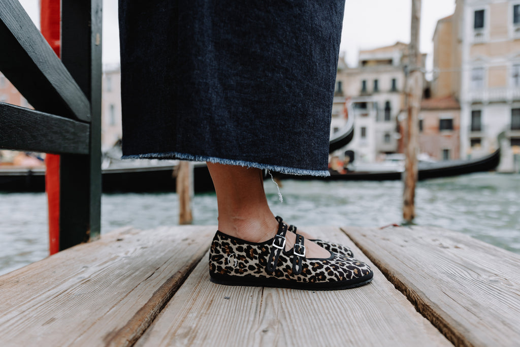 Leopard Mary Jane double lace ballet flats