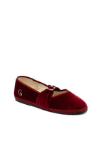Handcrafted Gondolina Biennale Ballet Flat in red velvet, featuring authentic Venetian design, Side view