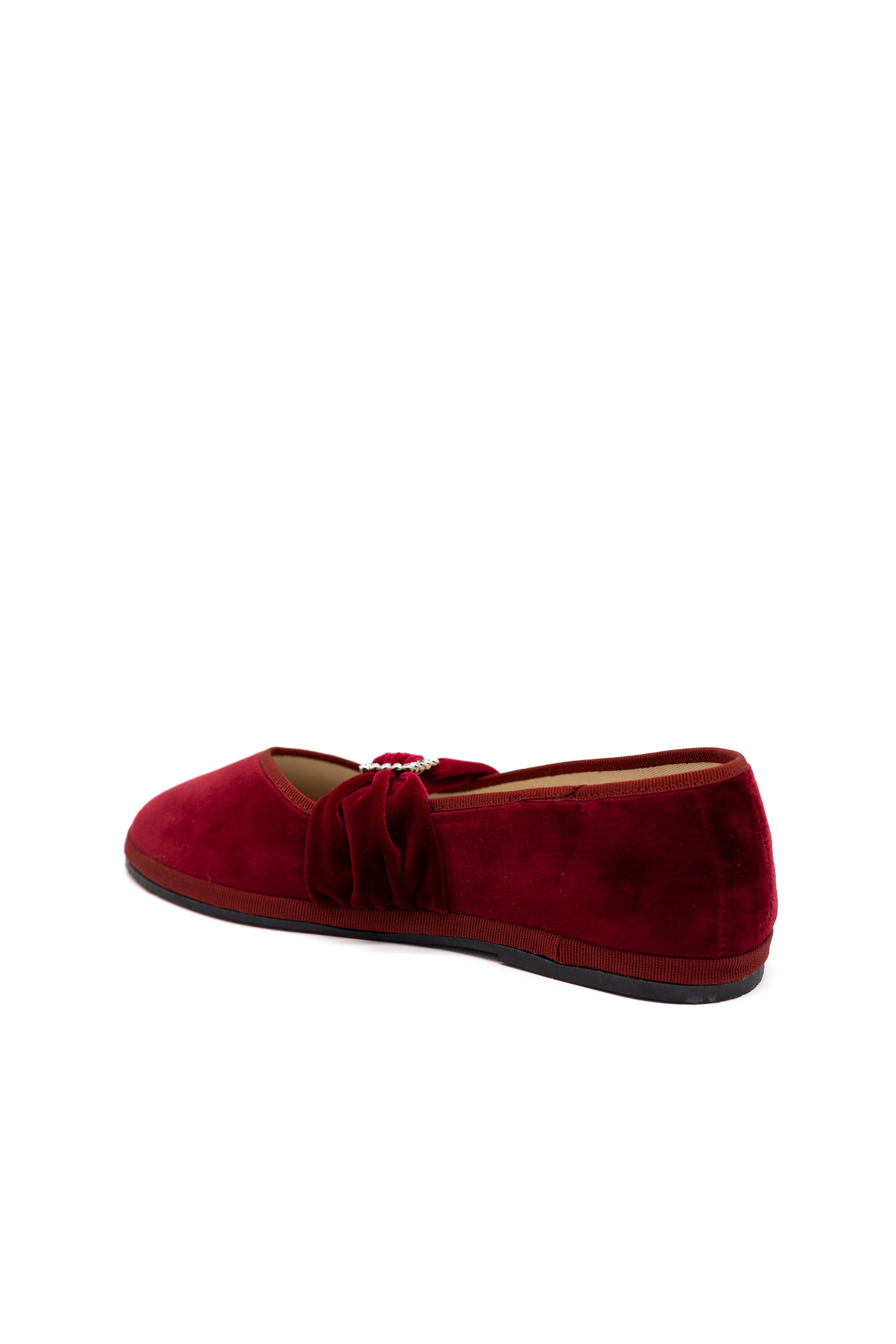 Handcrafted Gondolina Biennale Ballet Flat in red velvet, featuring authentic Venetian design, Back view