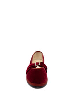 Handcrafted Gondolina Biennale Ballet Flat in red velvet, featuring authentic Venetian design, front view