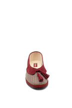 Handcrafted Gondolina Dogaressa ballet flats in scottish tweed and burgundy collar, featuring authentic Venetian design, front view