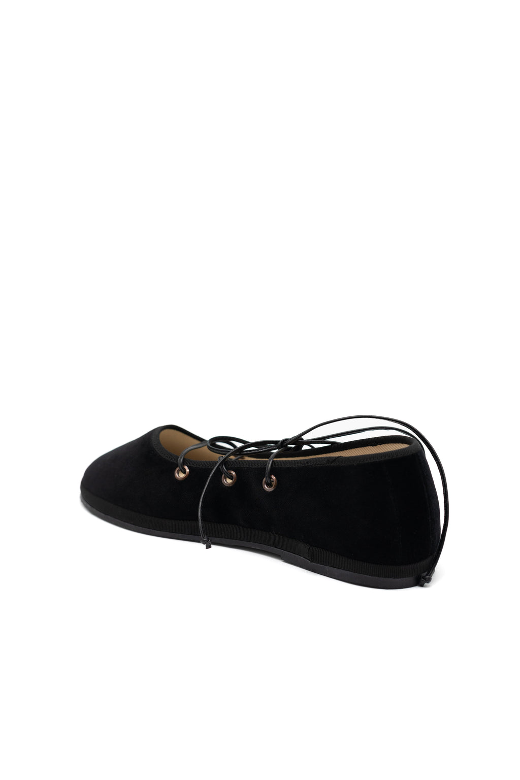 Handcrafted Gondolina Mascareta Ballet Flat in black velvet, featuring authentic Venetian design, Back view