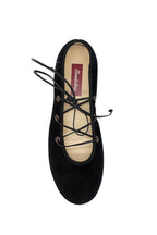 Handcrafted Gondolina Mascareta Ballet Flat in black velvet, featuring authentic Venetian design, Top view