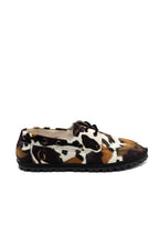 Handcrafted Gondolina Rodeo boat shoes in cow print, featuring authentic Venetian design, main view