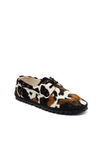 Handcrafted Gondolina Rodeo boat shoes in cow print, featuring authentic Venetian design, side view