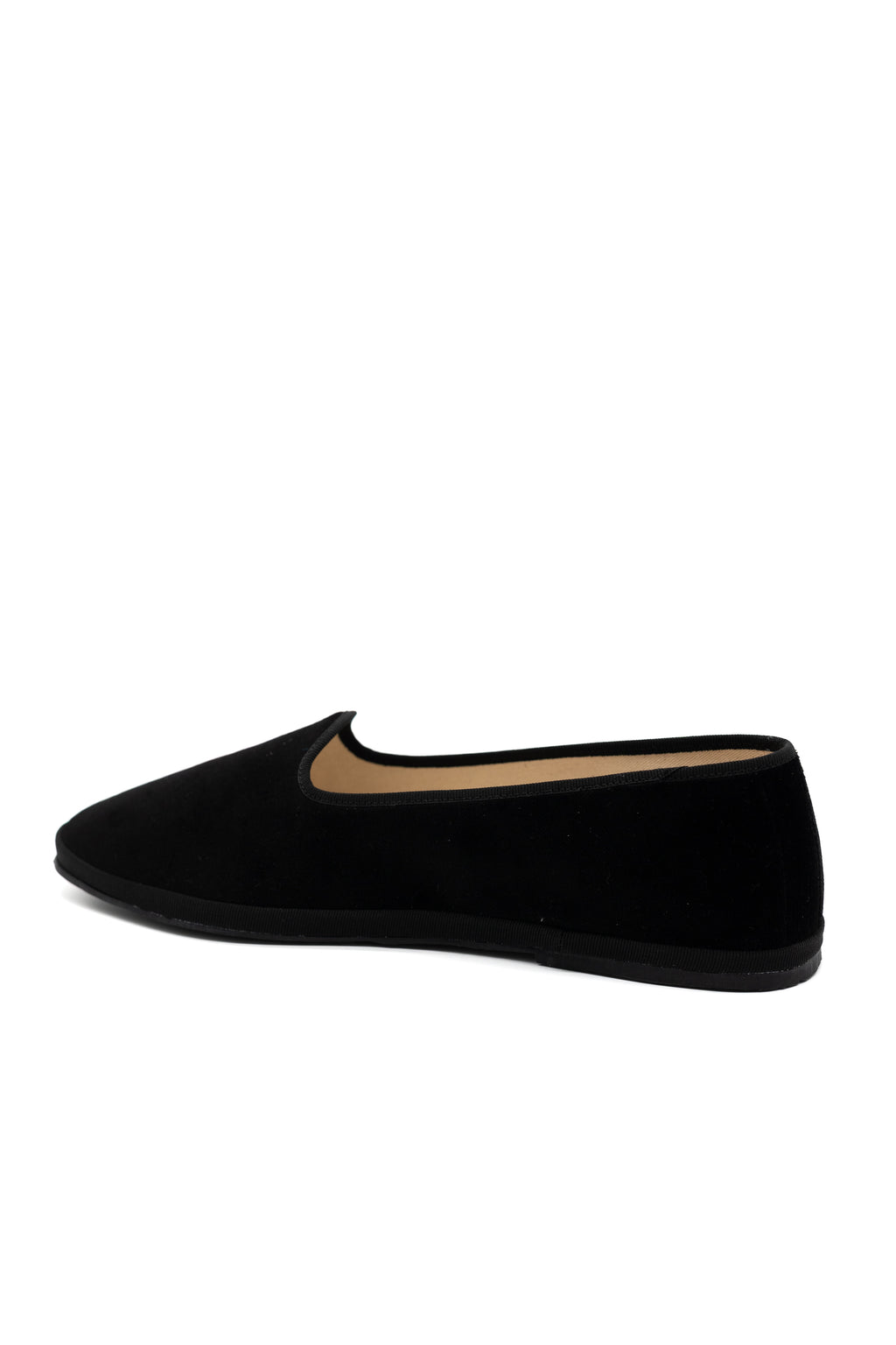 Handcrafted Gondolina Bucintoro flats in black velvet, featuring authentic Venetian design, back view