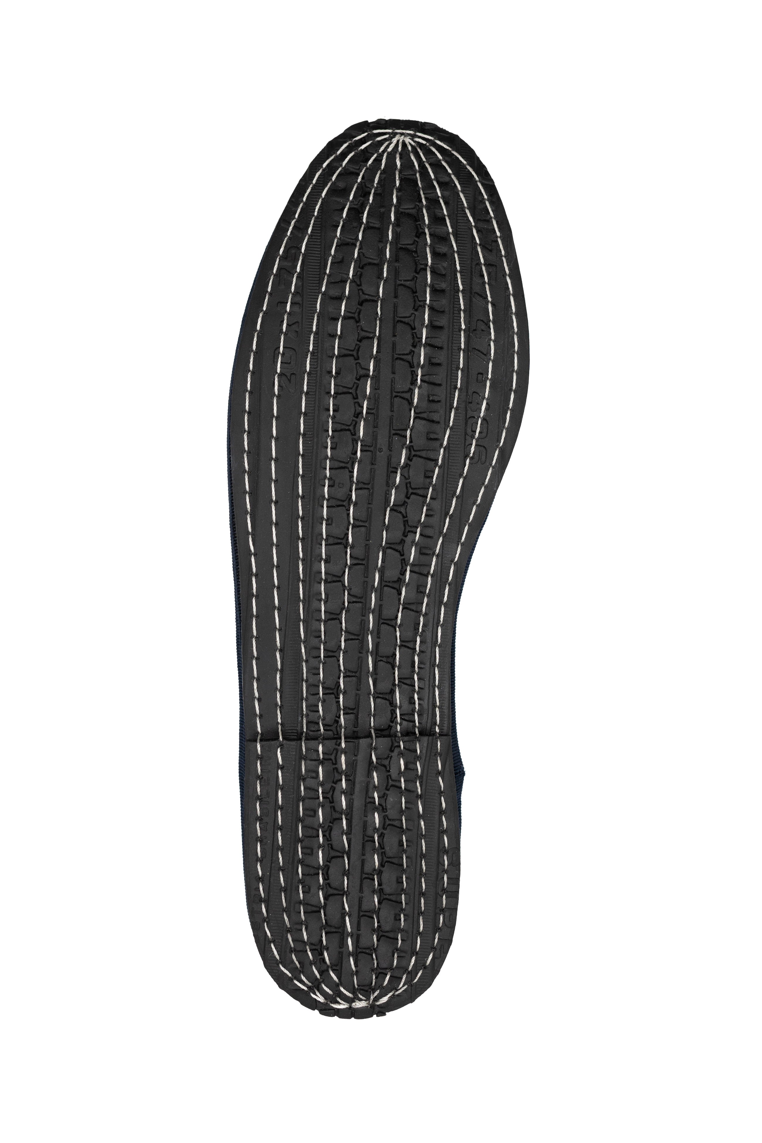 Handcrafted Gondolina Bucintoro flats in navy velvet, featuring authentic Venetian design, sole detail