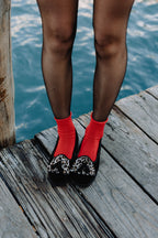 Handcrafted Gondolina Olympia tassel flats in black and leopard fringe in velvet, featuring authentic Venetian design, filestyle