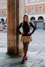 Handcrafted Gondolina Olympia tassel flats in black and leopard fringe in velvet, featuring authentic Venetian design, full-body