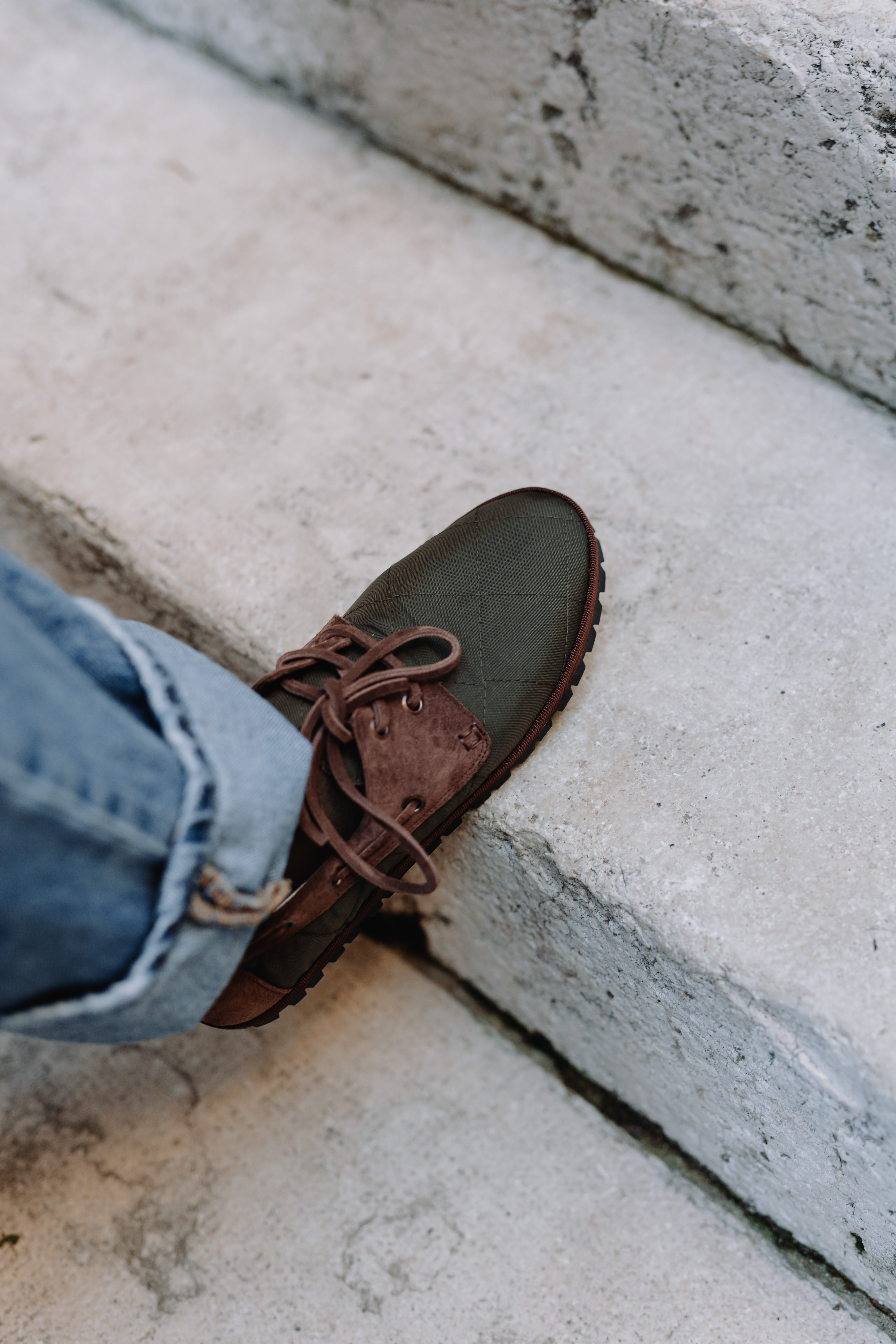 Handcrafted Gondolina Laguna loafers waterproof in green nylon, featuring authentic Venetian design, lifestyle
