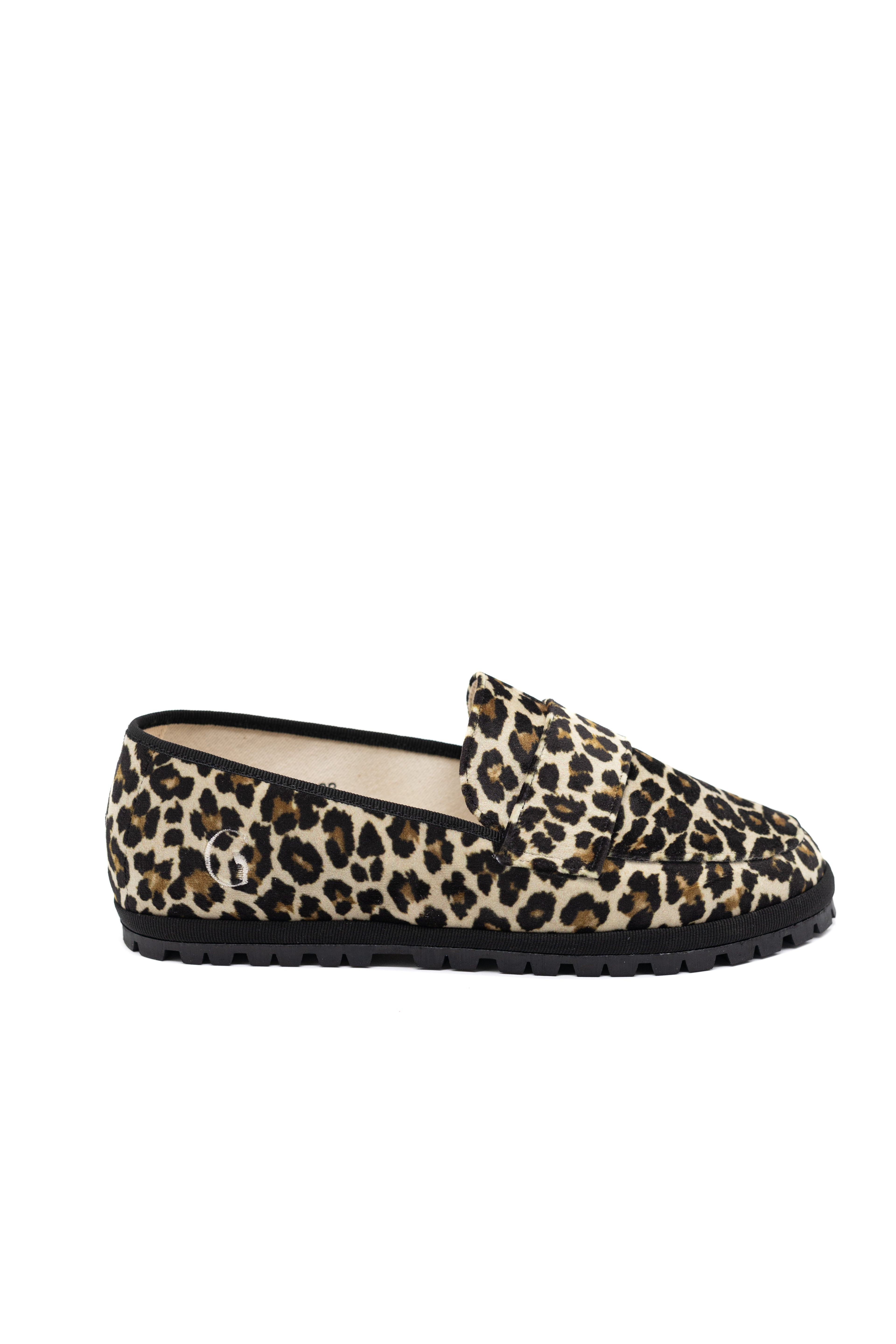 Handcrafted Gondolina Leopard loafers in print leopard velvet, featuring authentic Venetian design, main view