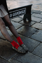 Handcrafted Gondolina Leopard loafers in print leopard velvet, featuring authentic Venetian design, lifestyle