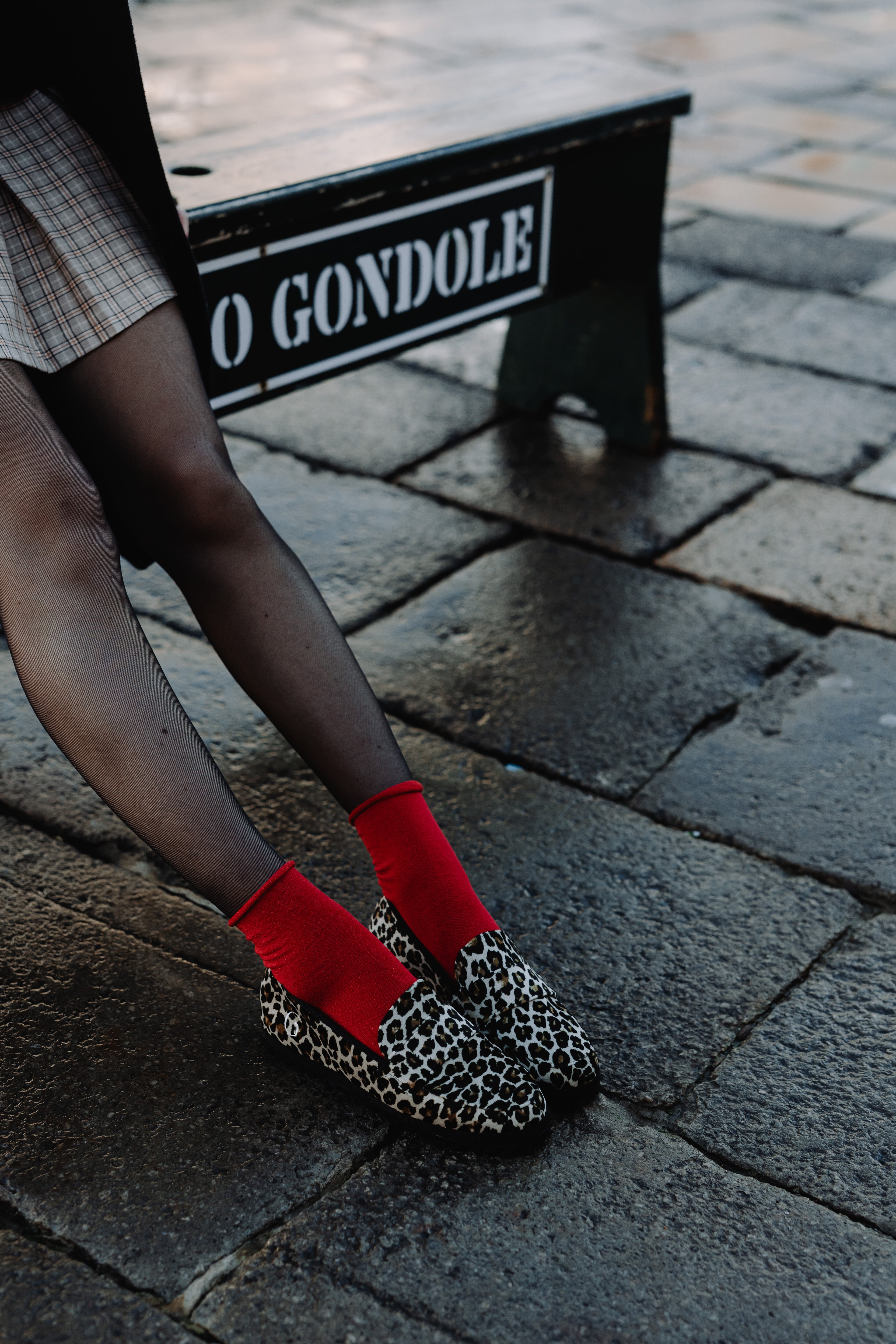 Handcrafted Gondolina Leopard loafers in print leopard velvet, featuring authentic Venetian design, lifestyle