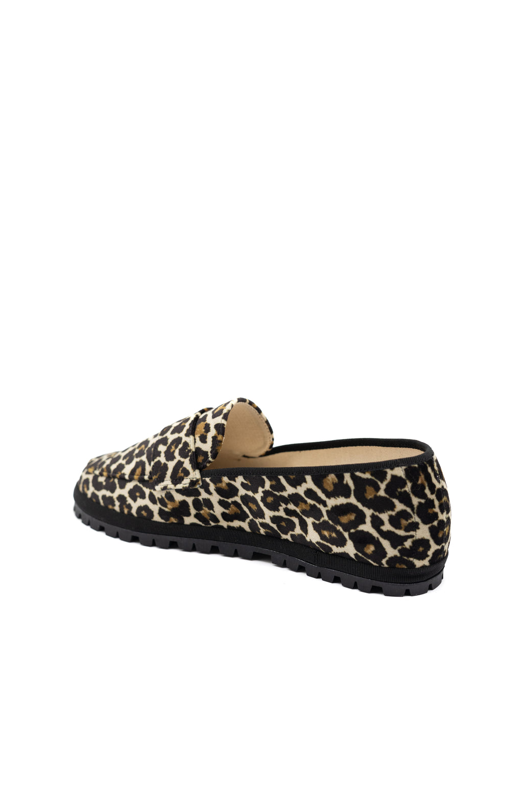 Handcrafted Gondolina Leopard loafers in print leopard velvet, featuring authentic Venetian design, back view