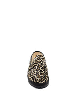 Handcrafted Gondolina Leopard loafers in print leopard velvet, featuring authentic Venetian design, front view