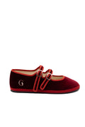 Handcrafted Gondolina Accademia Mary Jane in red velvet, featuring authentic Venetian design, main view