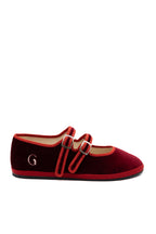 Handcrafted Gondolina Accademia Mary Jane in red velvet, featuring authentic Venetian design, main view