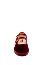 Handcrafted Gondolina Accademia Mary Jane in red velvet, featuring authentic Venetian design, front view