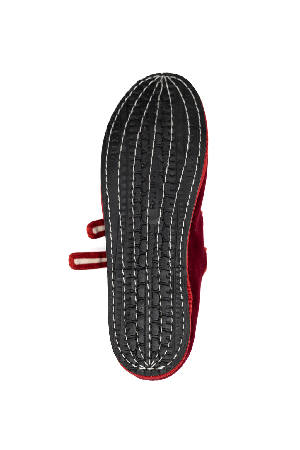 Handcrafted Gondolina Accademia Mary Jane in red velvet, featuring authentic Venetian design, sole detail