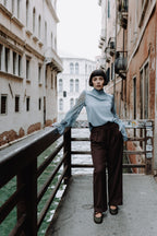 Handcrafted Gondolina Acqua Alta Mary Jane waterproof in green nylon, featuring authentic Venetian design, full-body