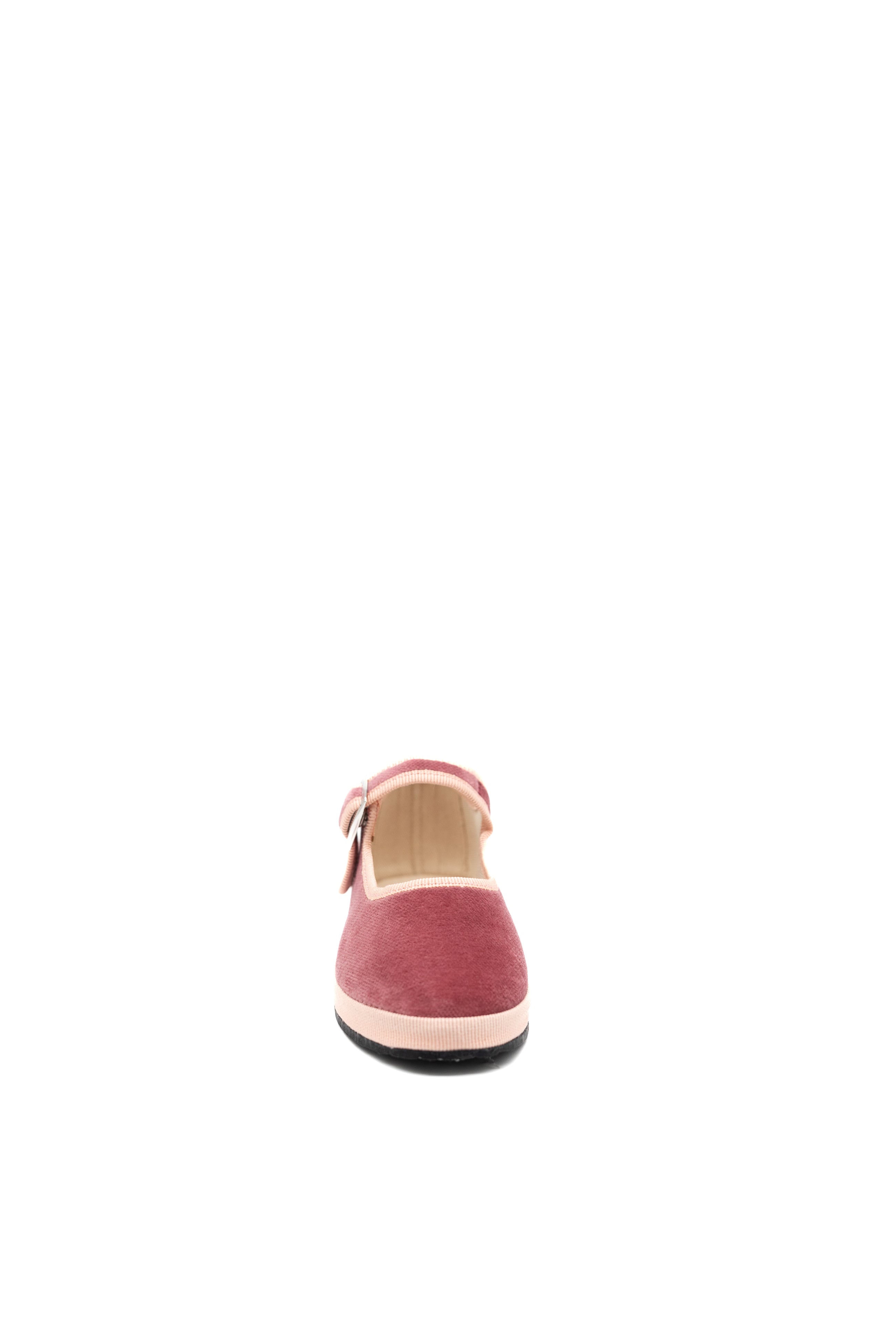 Handcrafted Gondolina Putea Mary Jane Baby in rose velvet, featuring authentic Venetian design, Front view