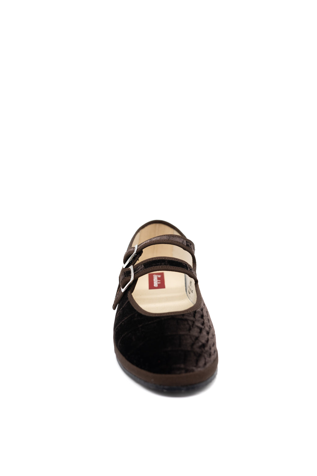 Handcrafted Gondolina Cocco Mary Jane with brown crocodile effect, featuring authentic Venetian design, front view