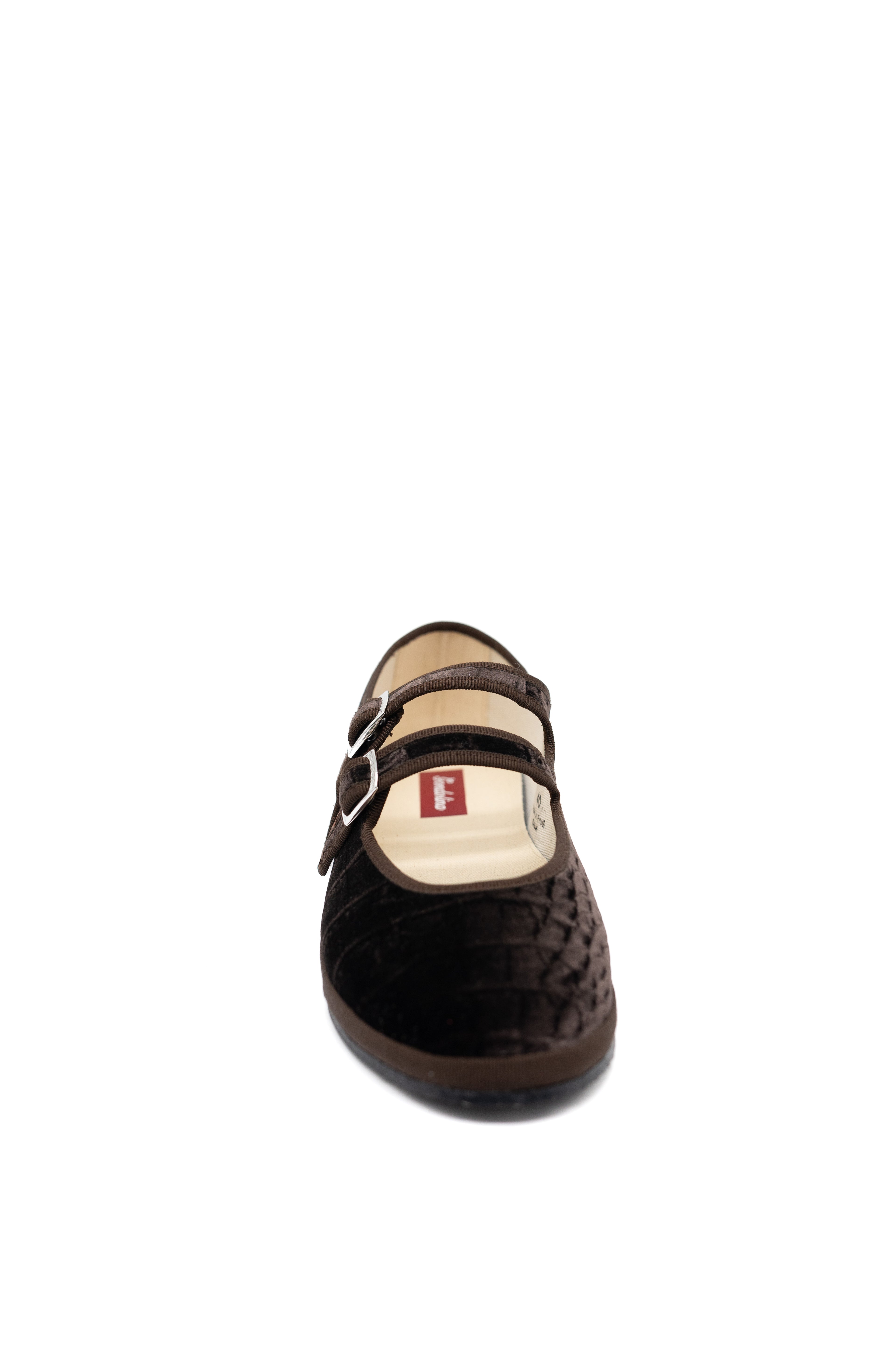 Handcrafted Gondolina Croco Mary Jane with brown crocodile effect, featuring authentic Venetian design, front view