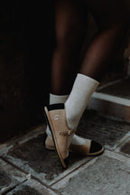Handcrafted Gondolina Damier Mary Jane in nude velvet with toe in black suede, featuring authentic Venetian design, details