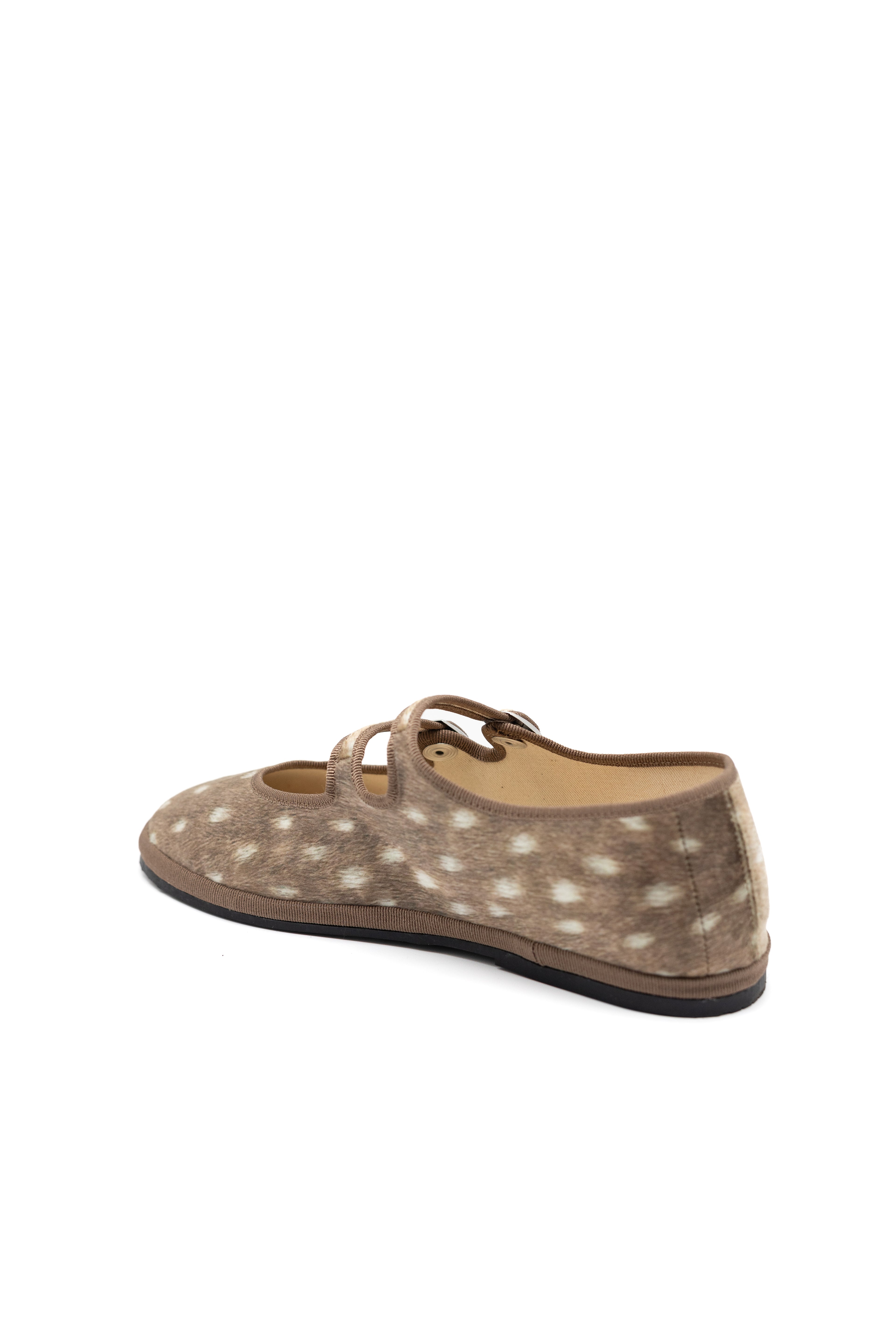 Handcrafted Gondolina Deer Mary Jane in deer print, featuring authentic Venetian design, back view