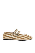Handcrafted Gondolina Deserto in light brown stripes in mesh for women, featuring authentic Venetian design, side view