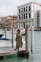 Handcrafted Gondolina Gran Canale Mary Jane in blue glitter, featuring authentic Venetian design, full-body