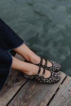 Handcrafted Gondolina Zebra Mary Jane in leopard print velvet, featuring authentic Venetian design, lifestyle