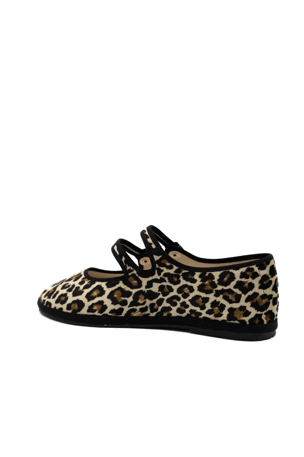 Handcrafted Gondolina Zebra Mary Jane in leopard print velvet, featuring authentic Venetian design, back view