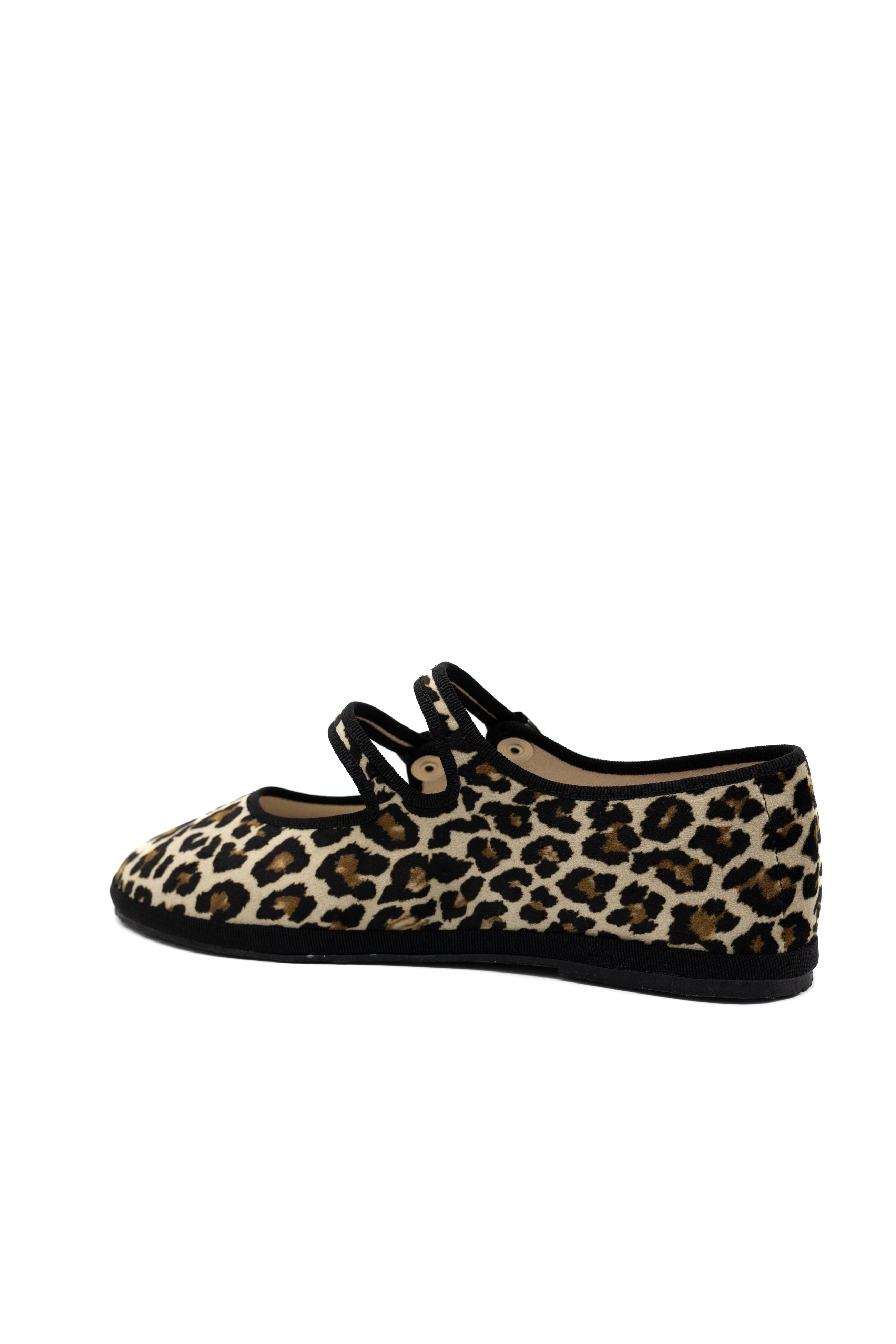 Handcrafted Gondolina Zebra Mary Jane in leopard print velvet, featuring authentic Venetian design, back view
