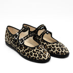 Handcrafted Gondolina Zebra Mary Jane in leopard print velvet, featuring authentic Venetian design, detail