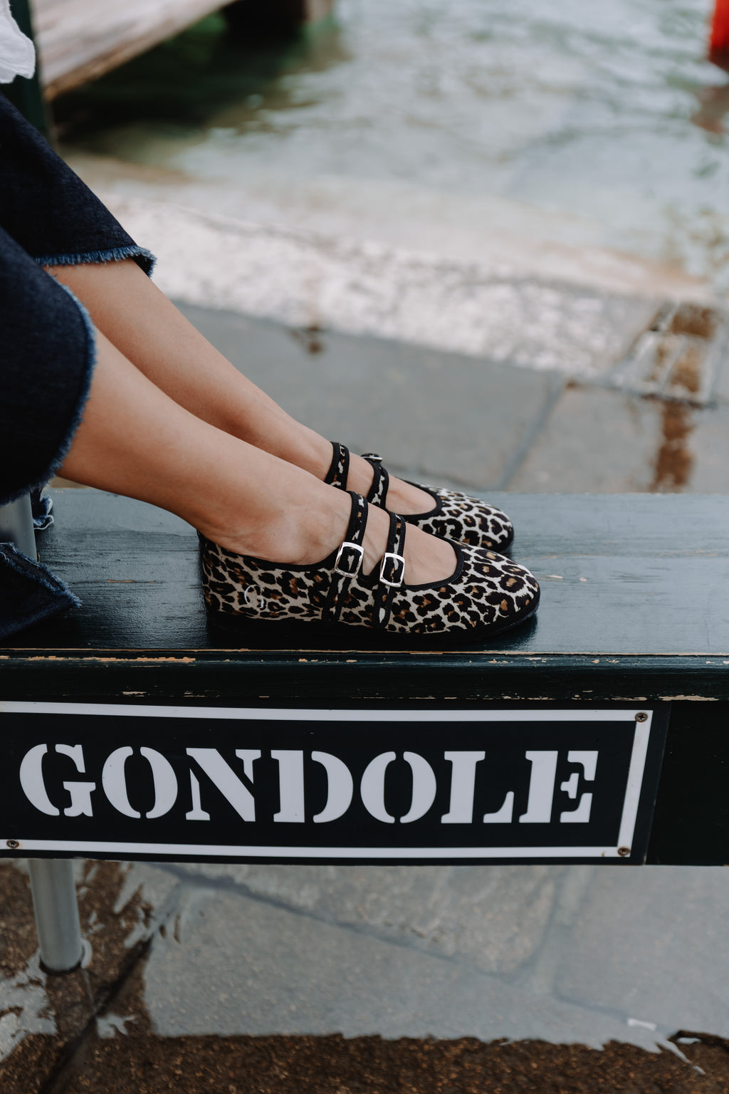 Handcrafted Gondolina Zebra Mary Jane in leopard print velvet, featuring authentic Venetian design, close-up