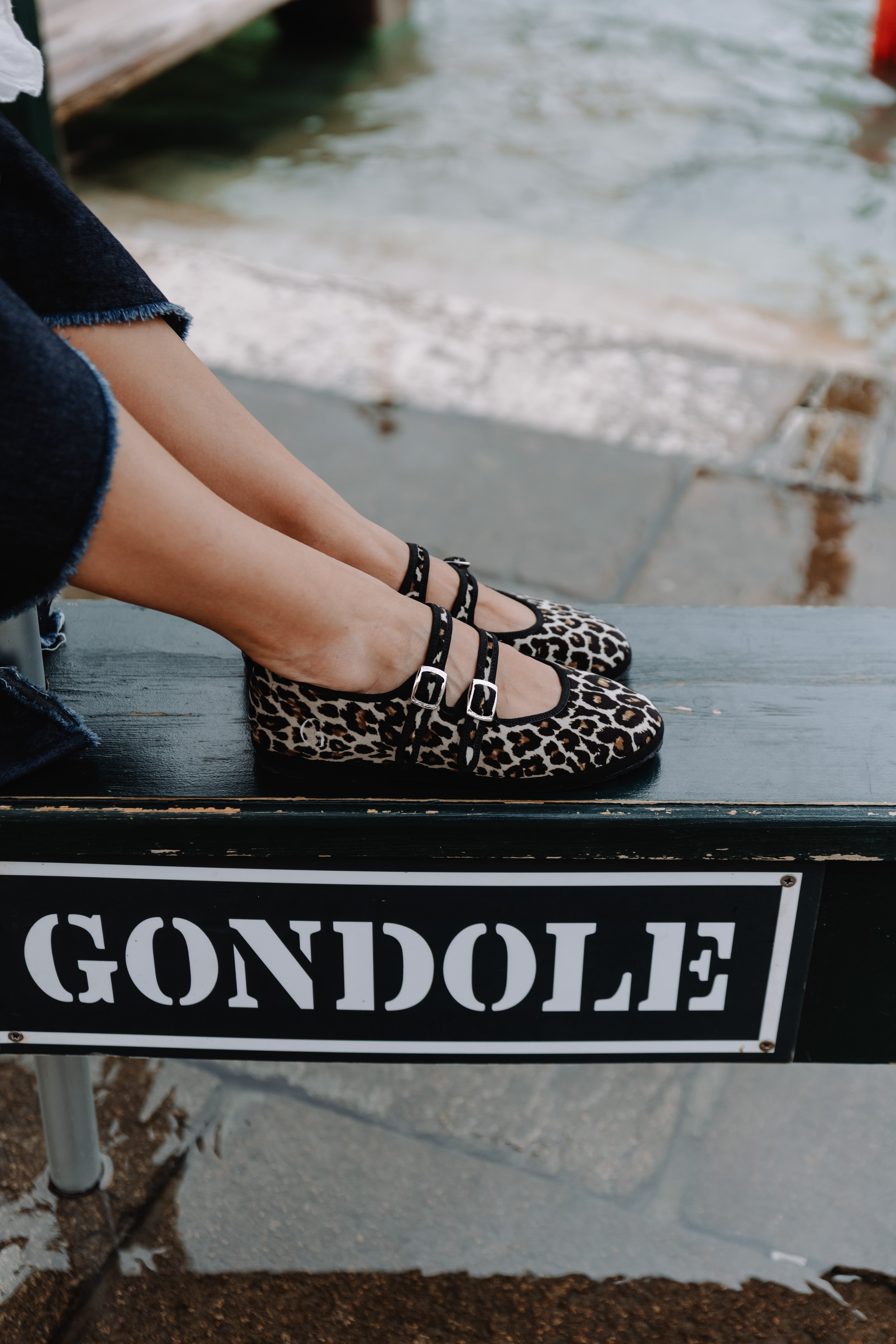 Handcrafted Gondolina Zebra Mary Jane in leopard print velvet, featuring authentic Venetian design, close-up