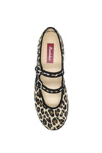 Handcrafted Gondolina Zebra Mary Jane in leopard print velvet, featuring authentic Venetian design, top view