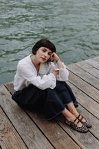 Handcrafted Gondolina Zebra Mary Jane in leopard print velvet, featuring authentic Venetian design, worn by model