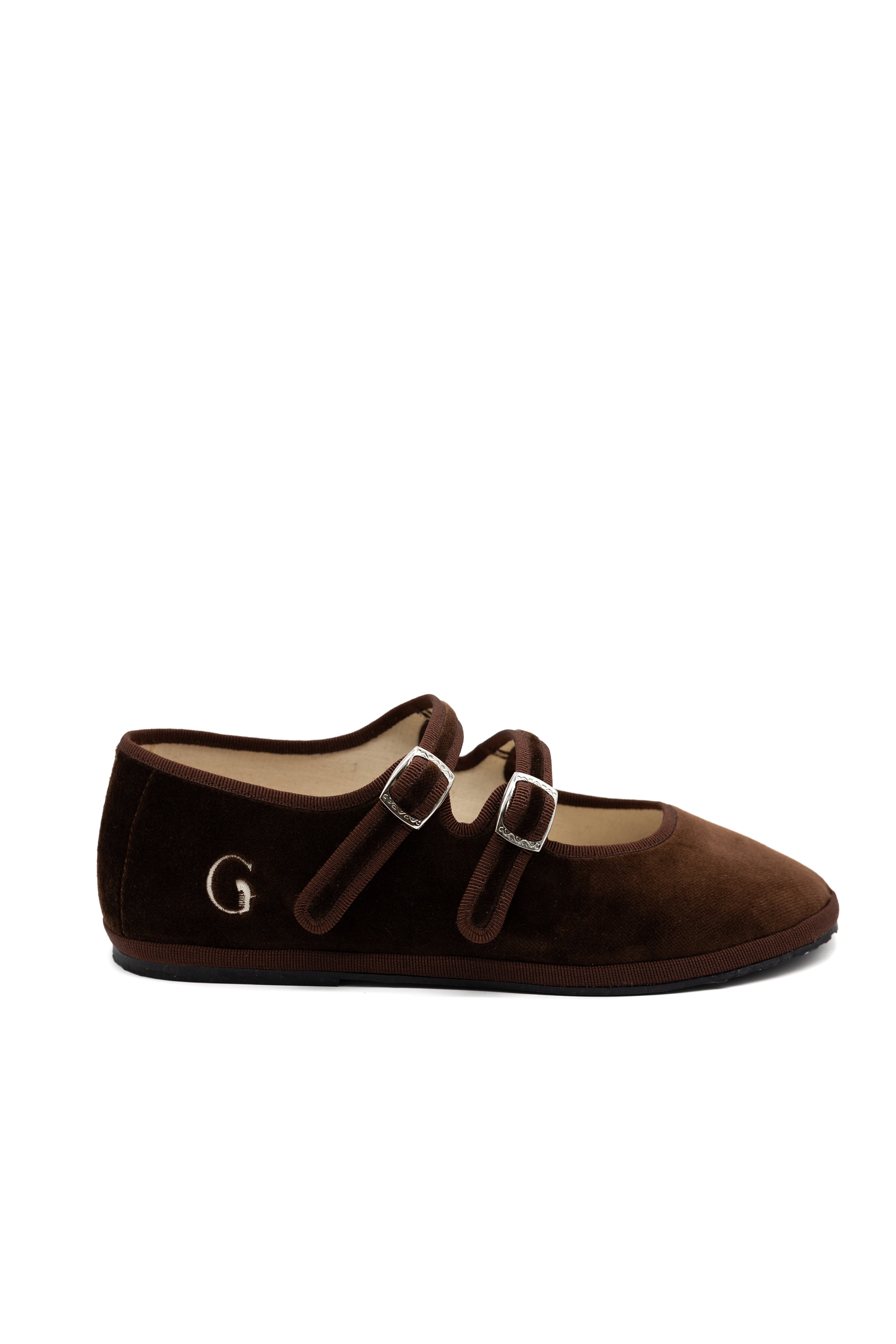 Handcrafted Gondolina Sigari Mary Jane in brown velvet, featuring authentic Venetian design, main view