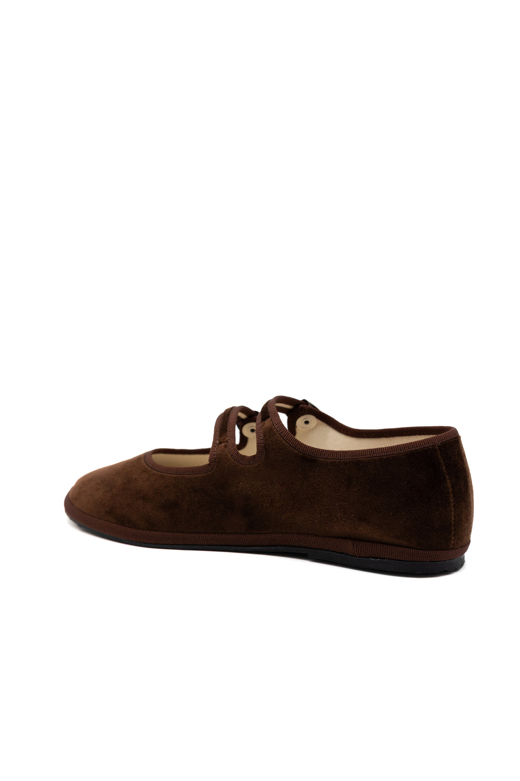 Handcrafted Gondolina Sigari Mary Jane in brown velvet, featuring authentic Venetian design, back view