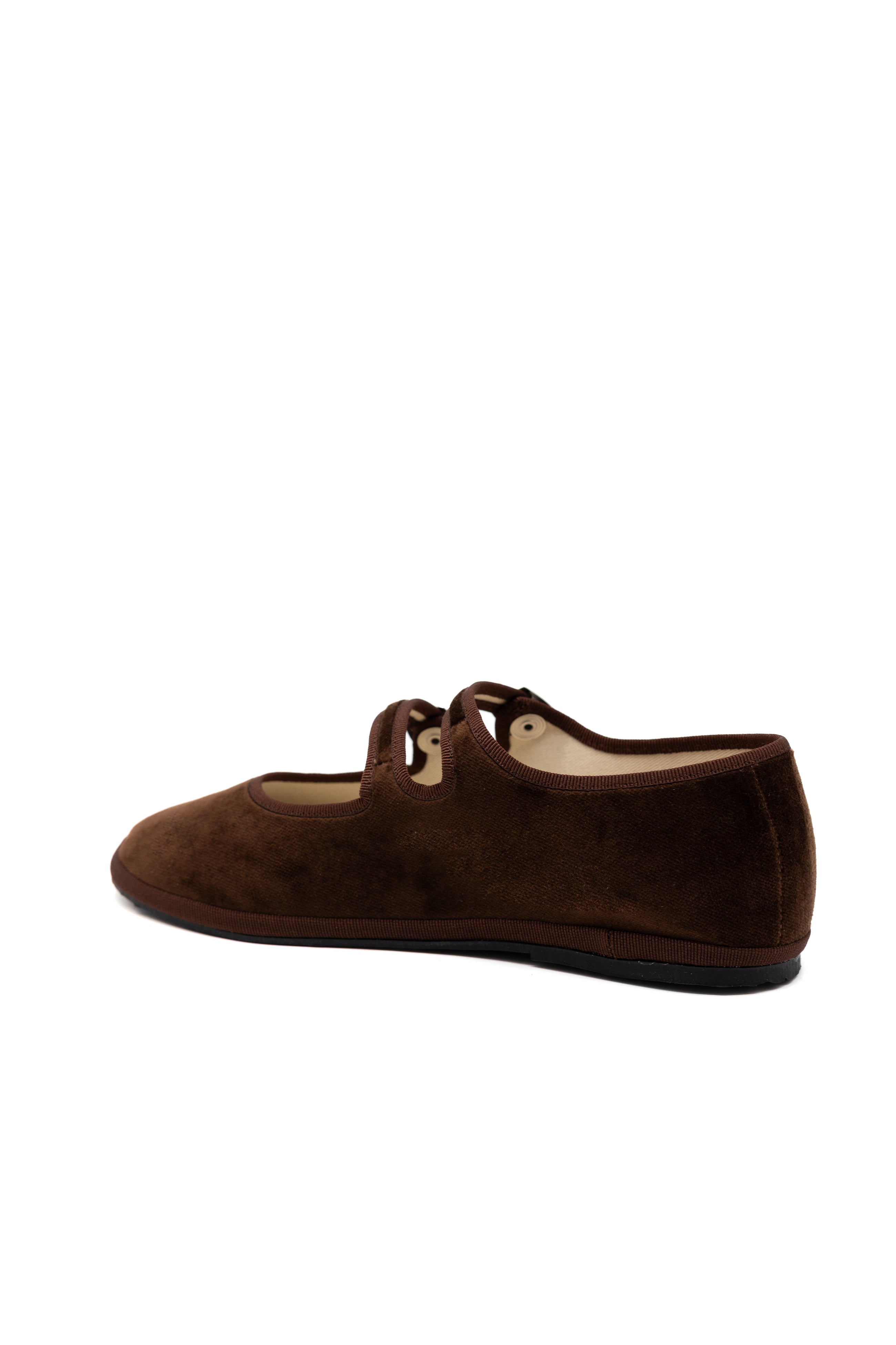 Handcrafted Gondolina Sigari Mary Jane in brown velvet, featuring authentic Venetian design, back view
