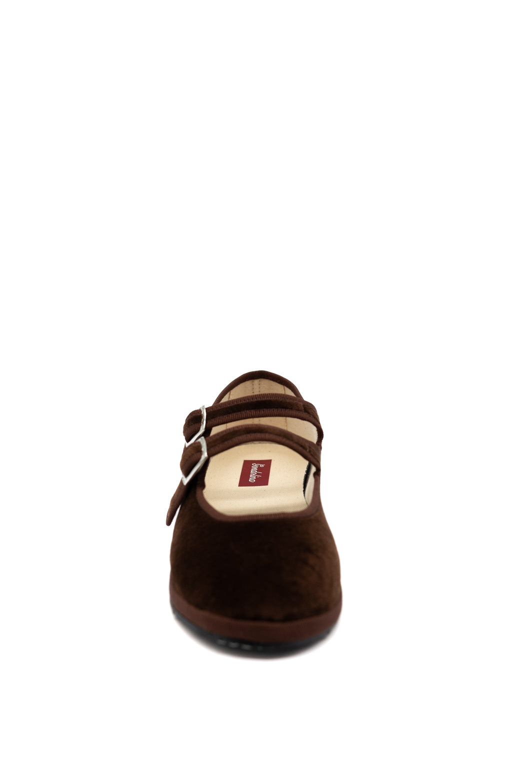 Handcrafted Gondolina Sigari Mary Jane in brown velvet, featuring authentic Venetian design, front view