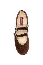 Handcrafted Gondolina Sigari Mary Jane in brown velvet, featuring authentic Venetian design, top view