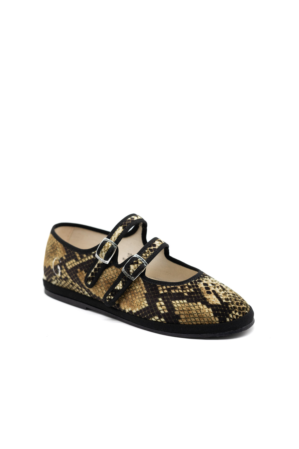 Handcrafted Gondolina Snake  Mary Jane in snake print, featuring authentic Venetian design, side view