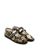 Handcrafted Gondolina Snake  Mary Jane in snake print, featuring authentic Venetian design, close-up