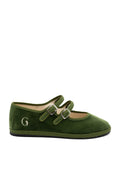 Handcrafted Gondolina Sofia Mary Jane in light green velvet, featuring authentic Venetian design, main view